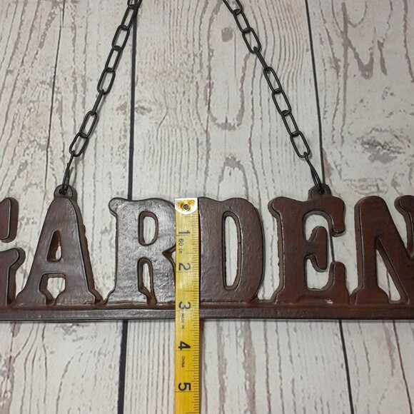 Garden Sign Cast Iron Rustic Metal Wall Plaque With Hanging Chain - Picture 10 of 10
